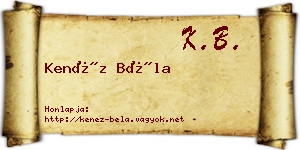 Kenéz Béla névjegykártya