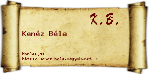 Kenéz Béla névjegykártya